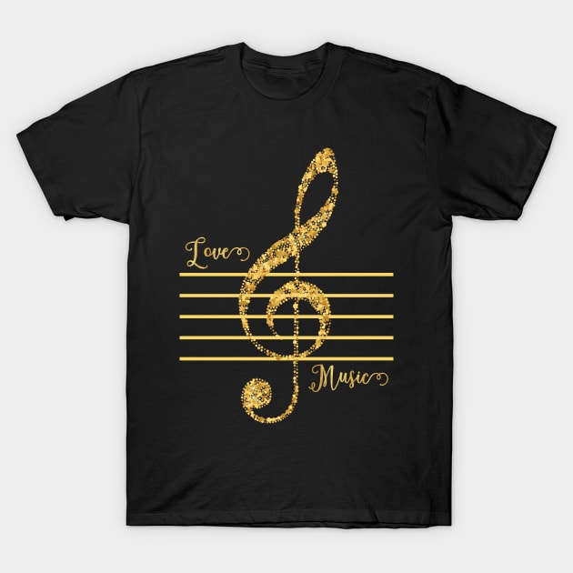 G clef,Treble clef,Love Music,musical notes.luxury style T-Shirt by Longgilbert